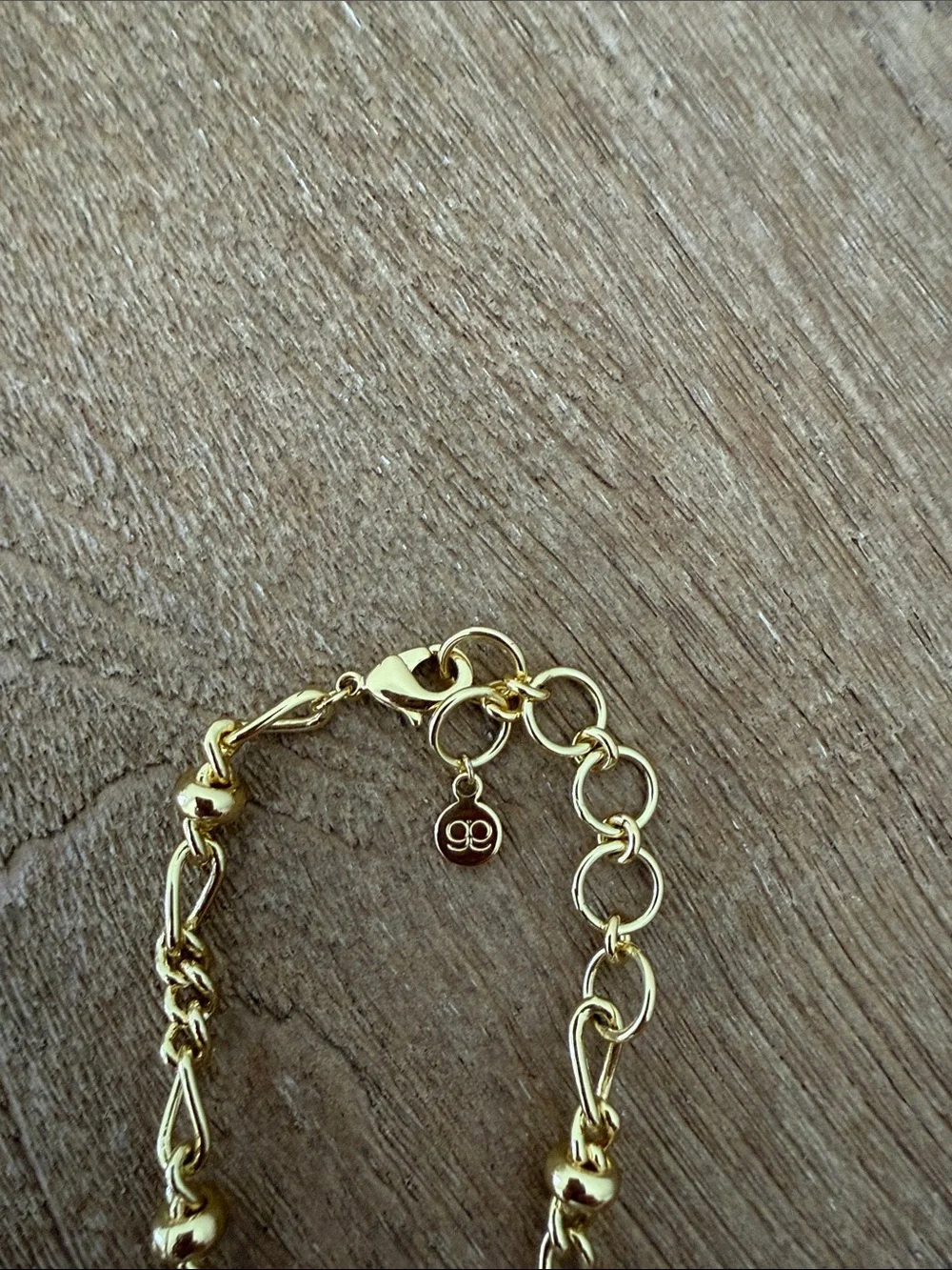 Gorjana Gold Textured Disc Necklace with Chain Bead Accents - Picture 2 of 3